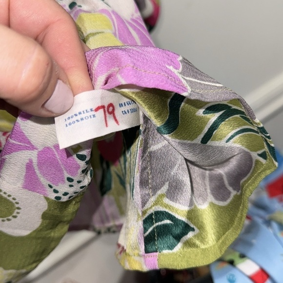 Leifsdottir silk blouse floral bright cinch small Anthropologie - Picture 4 of 5